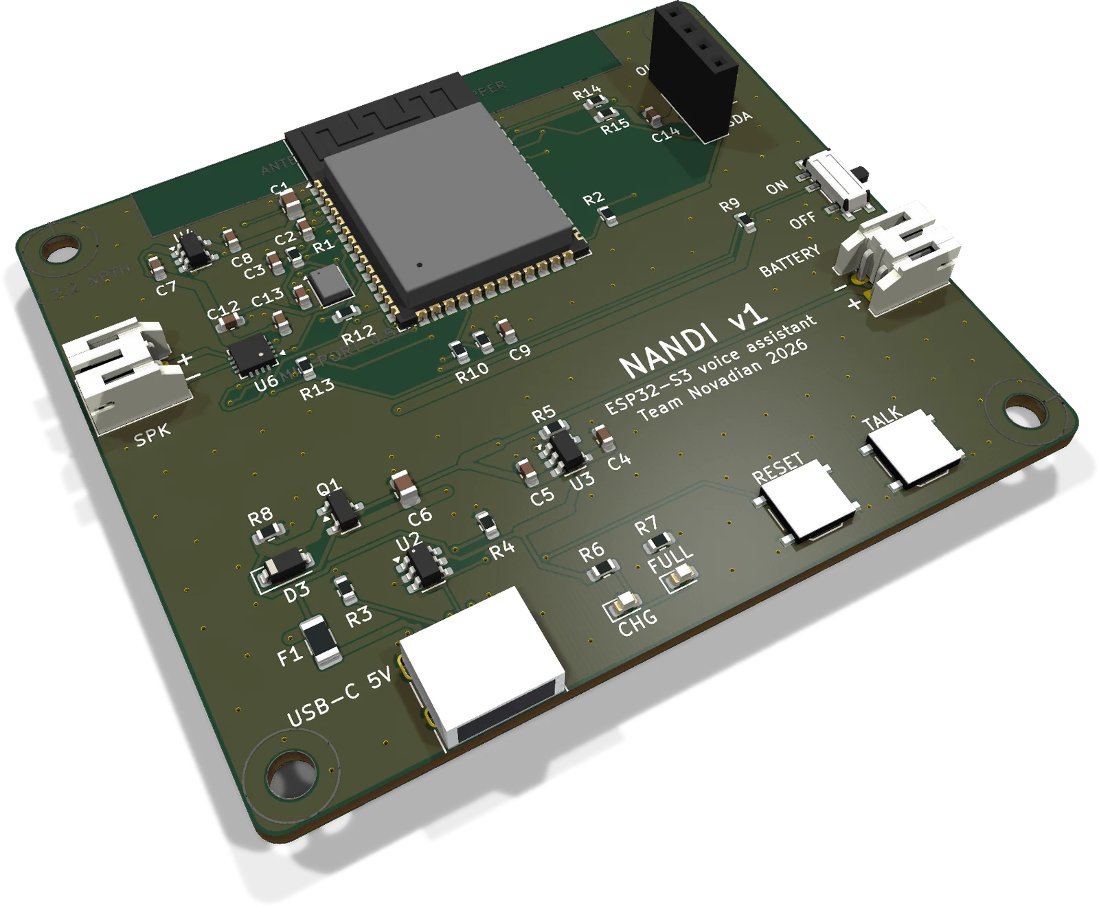 Nandi's own circuit board in 3D.